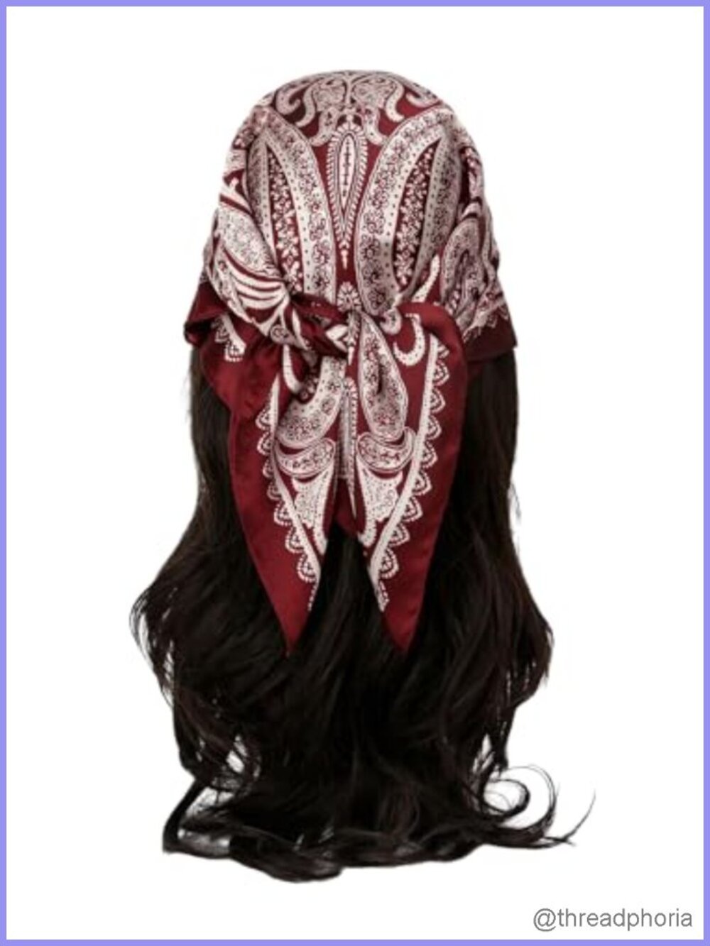 Vintage Silk Paisley Bandana Scarf Boho Square Hair Wrap